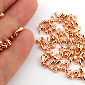3X6mm ottone goccia, goccia di oro rosa, Mini goccia Charms, Charms Mini pendente, oro rosa goccia-RSGLD-26