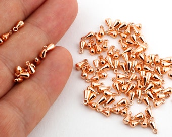 3x6mm Brass Drop , Rose Gold Drop , Mini Drop Charms , Mini Pendant Charms, Rose Gold Drop-RSGLD-26
