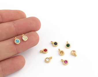 6x9mm 24k Shiny Gold Plated Birthstone Charms, Cz Pave Drop Pendant,Birthstone Zirconia Drop Pendants,Cz Birthstone Drop, ZRK-783