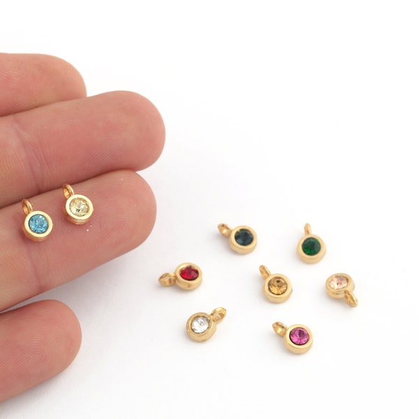 6x9mm 24k Shiny Gold Plated Birthstone Charms, Cz Pave Drop Pendant,Birthstone Zirconia Drop Pendants,Cz Birthstone Drop, ZRK-783