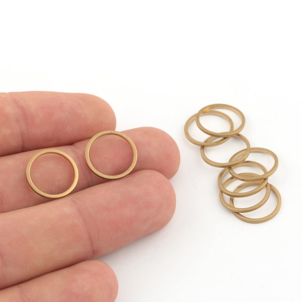 12 Pcs 14mm Raw Brass Rings ,Raw Brass Ring Connector ,Raw Brass Circle Pendant ,Raw Brass Connector, Round Connector, DS-RW-575