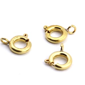 25 Pcs Raw Brass Round Spring Clasps , Brass Claw Clasp , Raw Brass Spring Clasp , Necklace End , 7 mm DS-RW-598