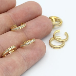1 Pcs Gold Ear Cuff, 24k Shiny Gold Ball Ear Cuff, Cartilage Ear Cuff, Zircon Ear Cuff, Thick Ear Cuff, Cartilage Earrings ( 13mm ) EAR-147
