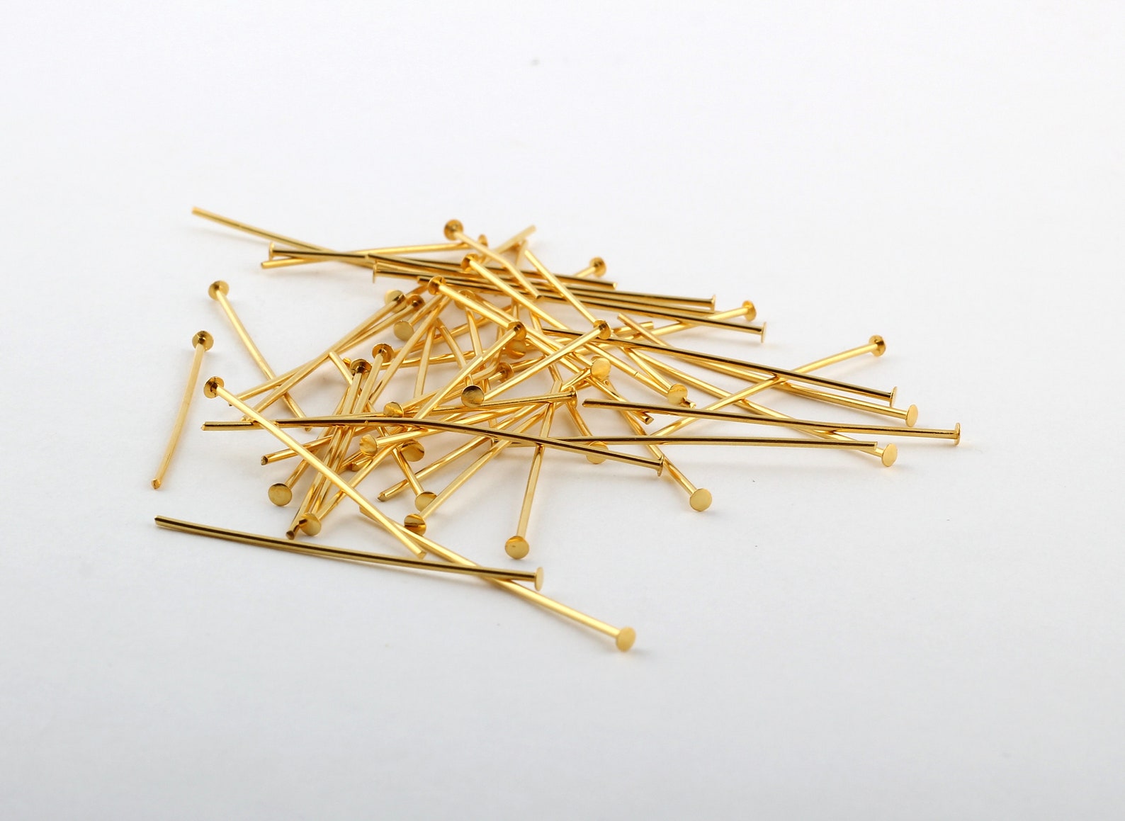 Gold Plated Needles for Jewelry Making Head Pin 35 Mm 24k Etsy