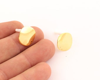 16mm 24k Gold Plated Hook Earrings , Circle Earrings, Hammered Earrings , Coin Earrings, Round Disc Earrings, Earring Findings,  EAR-282