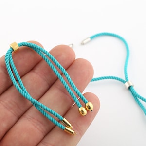 Half Finished Adjustable Bracelet, Cotton Rope Bracelet, 2mm Cord Bracelet Connector BlanksFriendship Style for DIY Gift Jewelry (24cm)AS-52