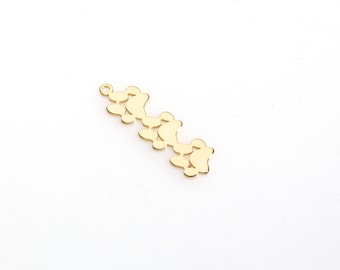 Gold Cat Paw Link Charm, Single Hole Pet Charm for Jewelry Making, Minimalist Animal Lover Bracelet Supply 9x32mm GLD-1507