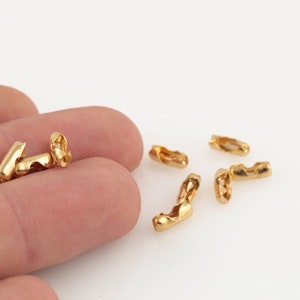 3.5x9mm Ball Chain Connector, 24k Gold Plated Tag Fastener Type Ball Chain, Gold Clasp for Connector ball chain Ball Chain Clasps, GLD-1428