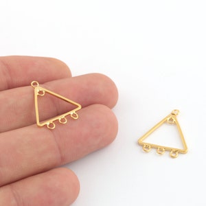 20x24mm 24k Shiny Gold Plated Triangle ,Multi Hole Triangle,5 Hole Triangle Connector ,5 Hole Triangle Pendant ,Geometric Charms, GLD-1176