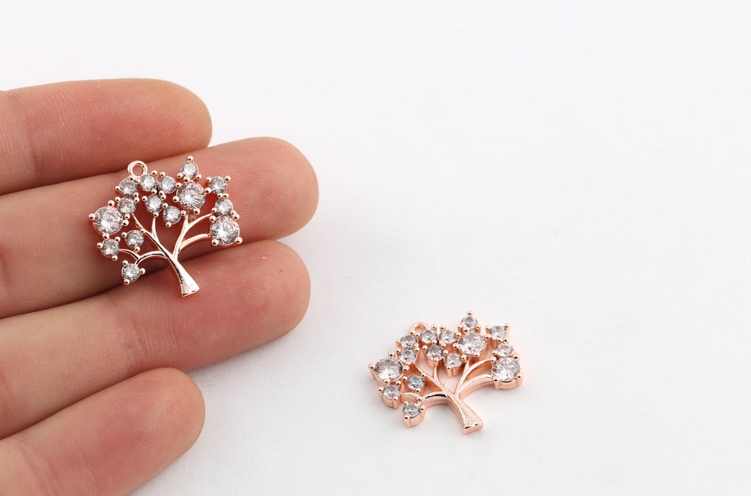1 Pcs 21x21mm Rose Gold Plated Tree Charms, Tree of Life Charms ,tree ...