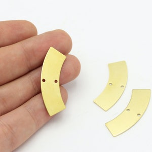 6 Pcs Moon Charms , Raw Brass Moon Pendant , 2 Hole Brass Pendant , Raw Brass 37x10 mm - DS-RW-447