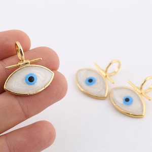 1 Stk. 27x29mm 24k Glänzend Vergoldet Evil Eye Charms, Emaille Evil Eye Charms, Evil Eye Halskette, Evil Eye Anhänger, Evil Eye Schmuck, GLD-994