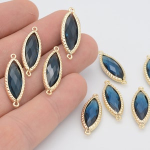 1 Pcs Shiny Gold Plated Crystal Oval Connector, Bracelet Charms ,  Gemstone Connector , Bracelet Connectors, ( 10x28 ) STN-23