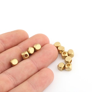 6 Pcs 6mm Raw Brass Cube Beads,Solid Brass Cube Beads, İndustrial Spacer, Spacer Beads,Tube Beads,Raw Brass Connector Beads, DS-RW-514
