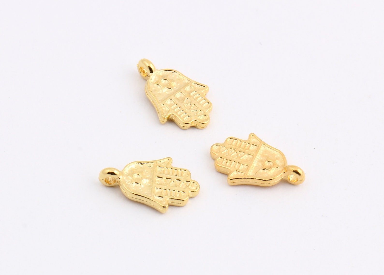 Gold Hamsa Charms 8.5x13mm 24k Shiny Gold Hamsa Charm Gold Etsy