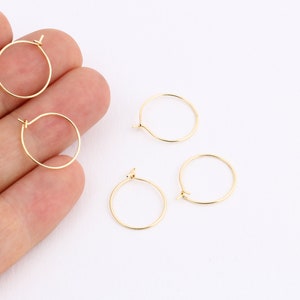 15mm gold Plated Earring Hoops ,6 Pcs Circle earrings,  Ear Hoop EAR-7
