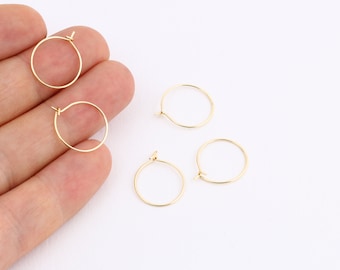 15mm gold Plated Earring Hoops ,6 Pcs Circle earrings,  Ear Hoop EAR-7