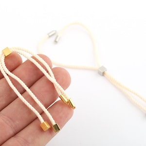 Half Finished Adjustable Bracelet, Cotton Rope Bracelet, 2mm Cord Bracelet Connector BlanksFriendship Style for DIY Gift Jewelry (24cm)AS-65