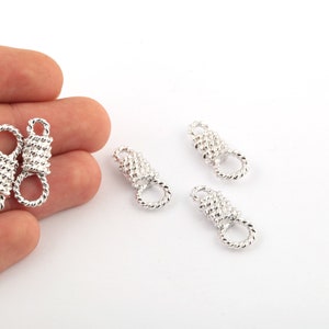 10X25mm Rhodium Plated Rope Charms, Rope Pendant, Rope Earring Charms, Rope Necklace, Necklace Pendant, Wholesale Jewelry, SLVR-576