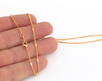 Cadena de collar listo-16 "-17"-18"-20"-22"-25" 24k Chapado en oro brillante chapado en oro Cadenas, 1.5 x 2 mm Cadenas soldadas, Cadenas de cable,