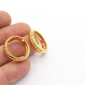 24k Shiny Gold Plated adjustable ring, Croissant Signet Ring in Gold , Minimalist Dome Ring , Chunky Ring , Twist Ring ( 18-19mm ) DSR-22