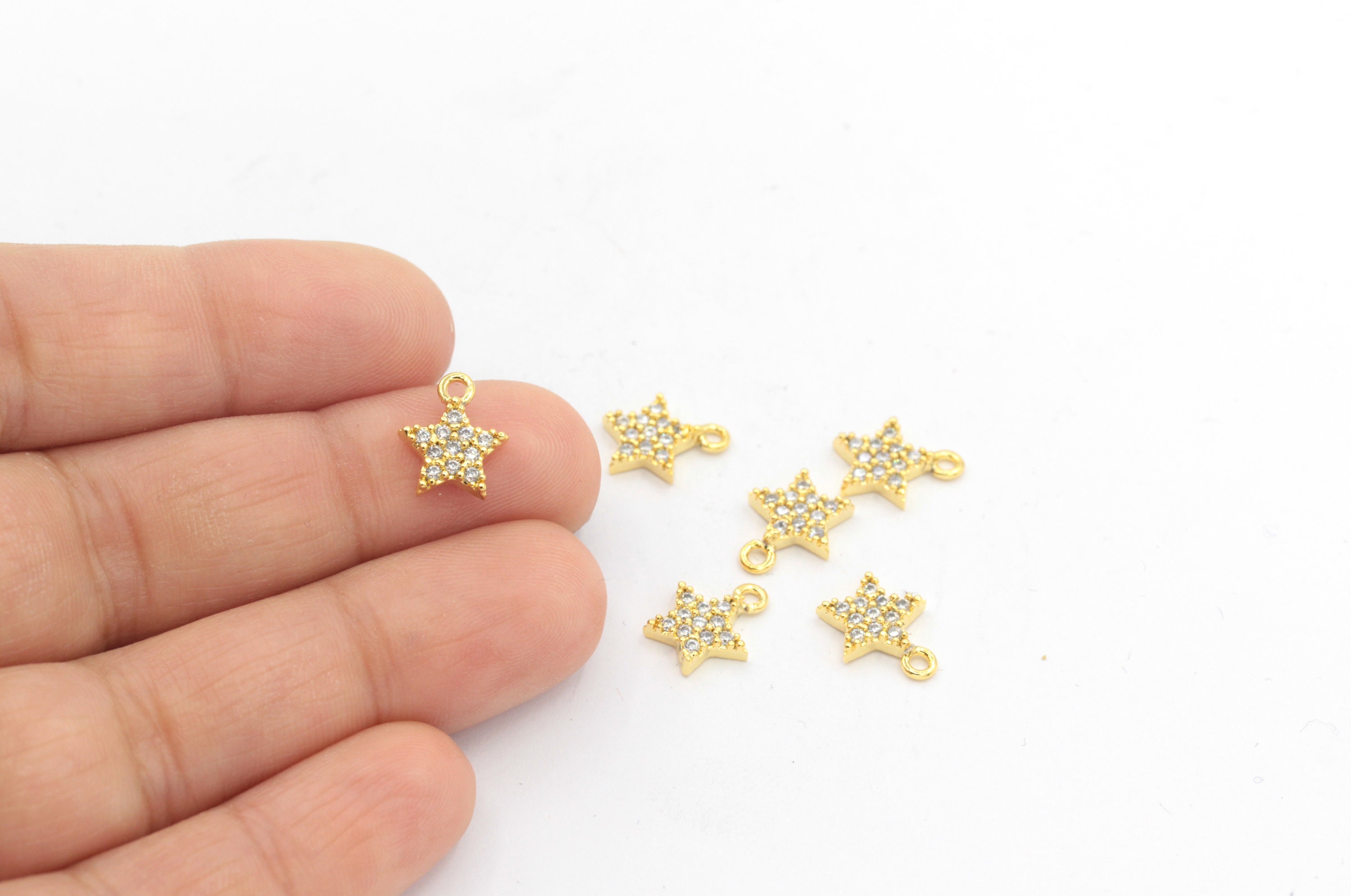 【すまいる】ギャルソン等アイテム6点 Cz Star Charms , 24k Gold Plated Pave Star Charms, Cubic