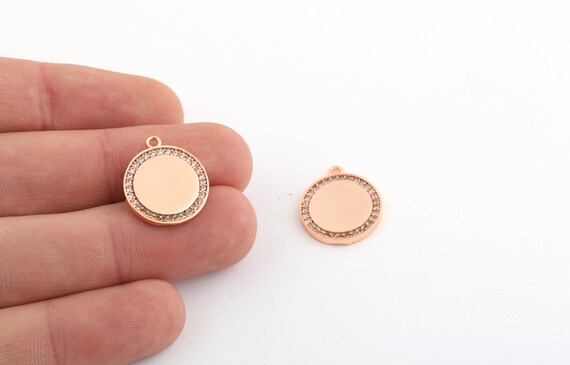 Pcs 17x20mm Rose Gold Plated Custom Name Necklace, Personalized Round,  Custom Engraved Fingerprint Necklace, Round Nameplate, ZRK-646