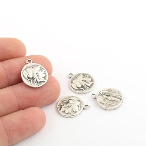 1 Pcs 16x20mm Antique Silver Greek Coins , Antique Greek Coins , Antique Medallion ,Antique Plated Charms ,Necklace Findings, ANT-32