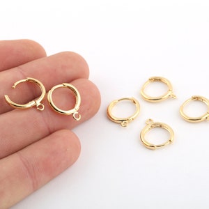 2 Pcs 24k Shiny Gold Plated Earring Findings, plain Leverback Findings 14x16mm EAR-353
