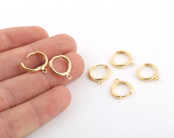 2 Pcs 24k Shiny Gold Plated Earring Findings, plain Leverback Findings 14x16mm EAR-353