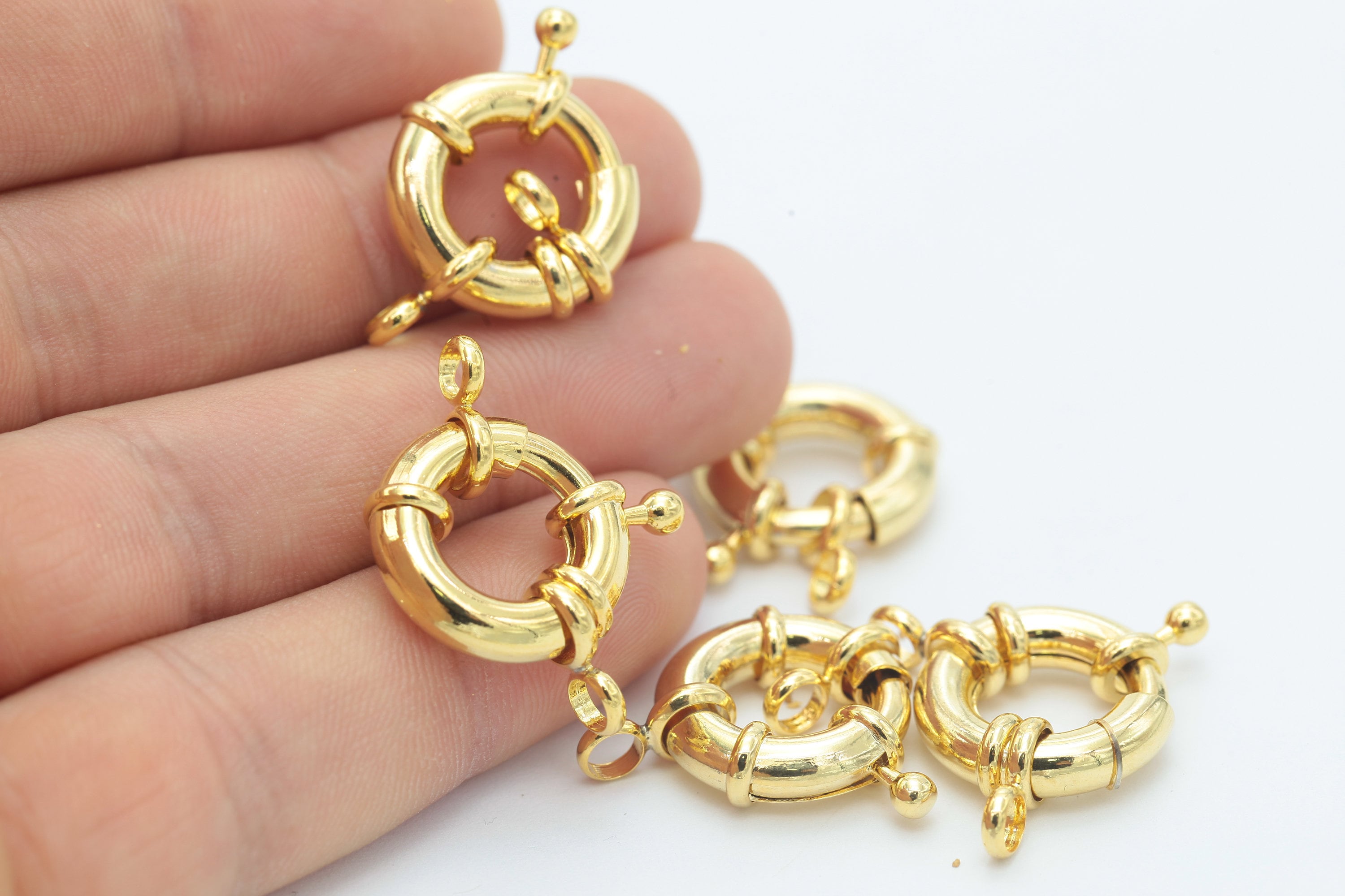 19mm 24k Glänzender Gold-Federverschluss, runder Goldverschluss, Federverschluss, Hochwertiger Verschluss, Hummerverschluss GLD-1200