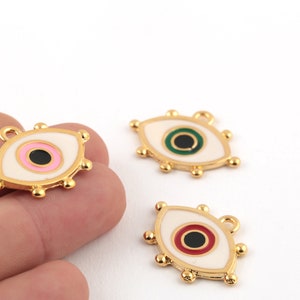 23x31mm 24k Vergoldete Evil Eye Charms, Emaille Evil Eye Charms, Evil Eye Anhänger, Evil Eye Anhänger, Evil Eye Schmuck, GLD-1388