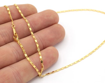 24k Shiny Gold Plated Ready Necklace Chain 16"-17"-18"-20"-22"-25" Gold Plated Bar Chains, 1.6x5mm Soldered Chains,Bulk Chain, Foot Chain