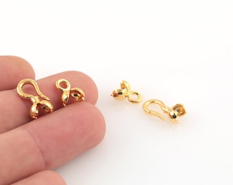 1 Pcs Cord Ends, 24k Shiny Gold Plated Crimp Ends, Cord Ends, Crimp, Gold Plated Connector, Ball Chain Connector, Chain Crimps GLD-1431