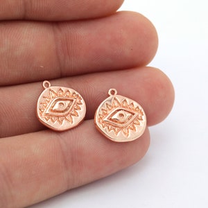 Evil Eye Pendant, Rose Gold Plated Evil Eye , Eye Necklace, Evil Eye Pendant, Eye Jewelry, Evil Eye Charms, (15X16mm) RSGLD-186