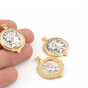 26x35mm 24k Shiny Gold Plated Greek Coins , Antique Greek Coins, Antique Silver Medallion, Greek coins, Antique Greek Medallion, GLD-1324