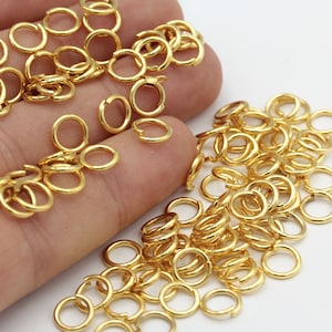 50 Stück (1,2x 8 mm) Steckringe, Vergoldete Verbinder, Vergoldete Verbinder, 24k Vergoldet- GLD-451