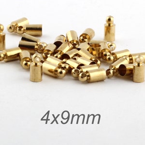 12 Pcs 4x9mm Raw Brass End Cap , Solid Brass End Cap , Cord End , Tube End Cap DS-RAW-596