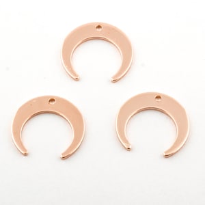 6 Pcs Rose Gold moon charms , crescent moon charms with 1 hole, pendants, earrings, findings ( 17x16mm)-RSGLD-80