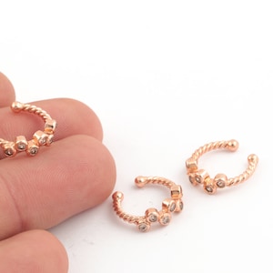 1 Pcs Rose Gold Plated Ear Cuff, Ball Ear Cuff, Cartilage Ear Cuff, Zircon Ear Cuff, Thick Ear Cuff, Cartilage Earrings ( 16mm ) EAR-439