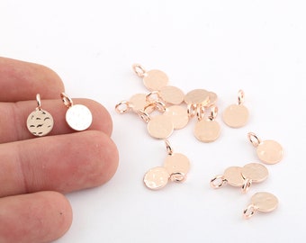 8x13mm Rose Gold Plated Hammered Disc, Circle Disk, Hammered Pendant, Stamping Blank, Hammered Coins ,Stamping Tag, RSGLD-404