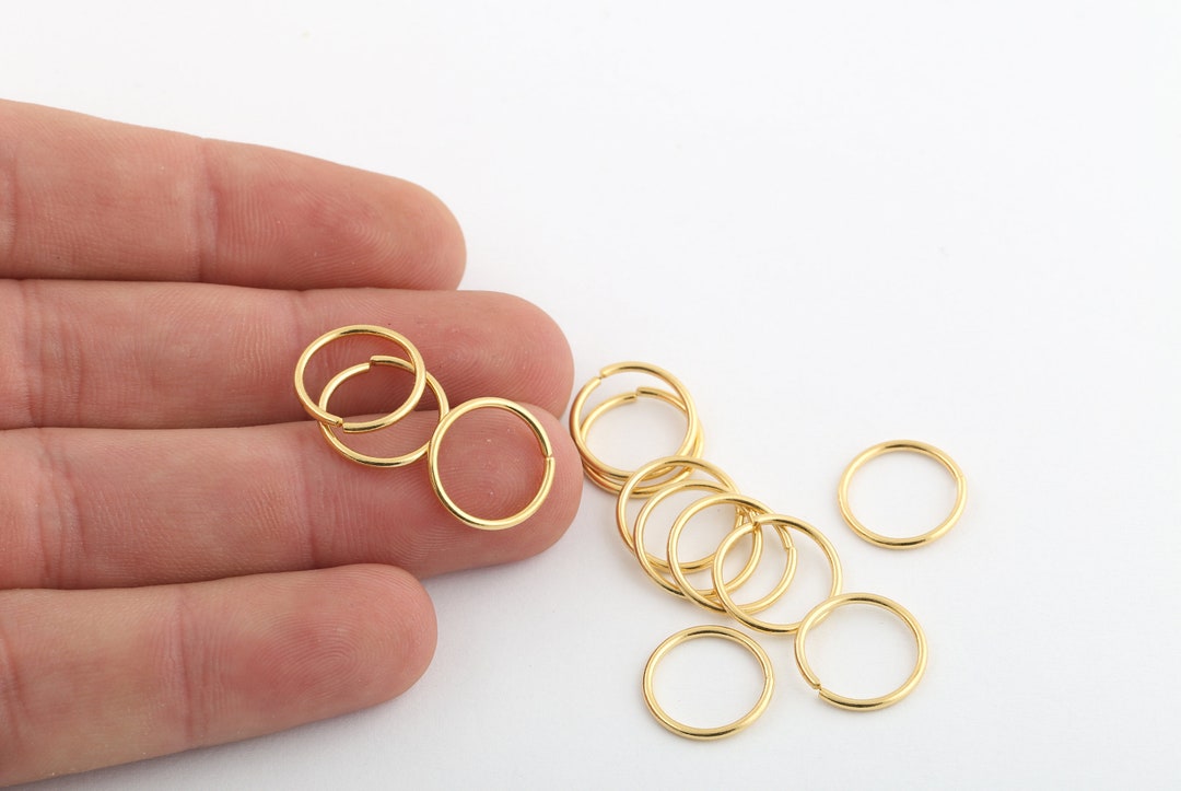 12 Pcs 1.2x14mm 24k Shiny Gold Plated Jump Rings tiny Jump Etsy
