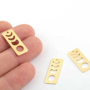 2 piezas 10x25mm 24K brillante chapado en oro De los encantos de la fase lunar, Amuleto en forma de media luna, Barra de fase lunar, Encanto de la fase lunar, Colgante de la fase lunar, GLD-925