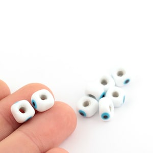 7mm White Glass Beads, Glass Cube Beads, Murano Glass, Bracelet Connector,Beads for Bracelet, Murano Beads,Wholesale Glass Beads STN-72