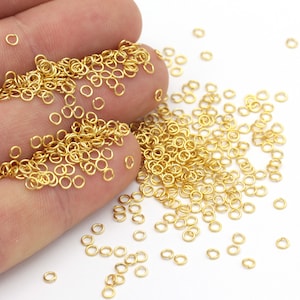100 Pcs 3mm 24k Matt Gold Plated Jump Rings, Tiny Jump Ring Connectors, Gold Plated Connector, Gold Plated Findings, 24kGold Plated MTGLD-88
