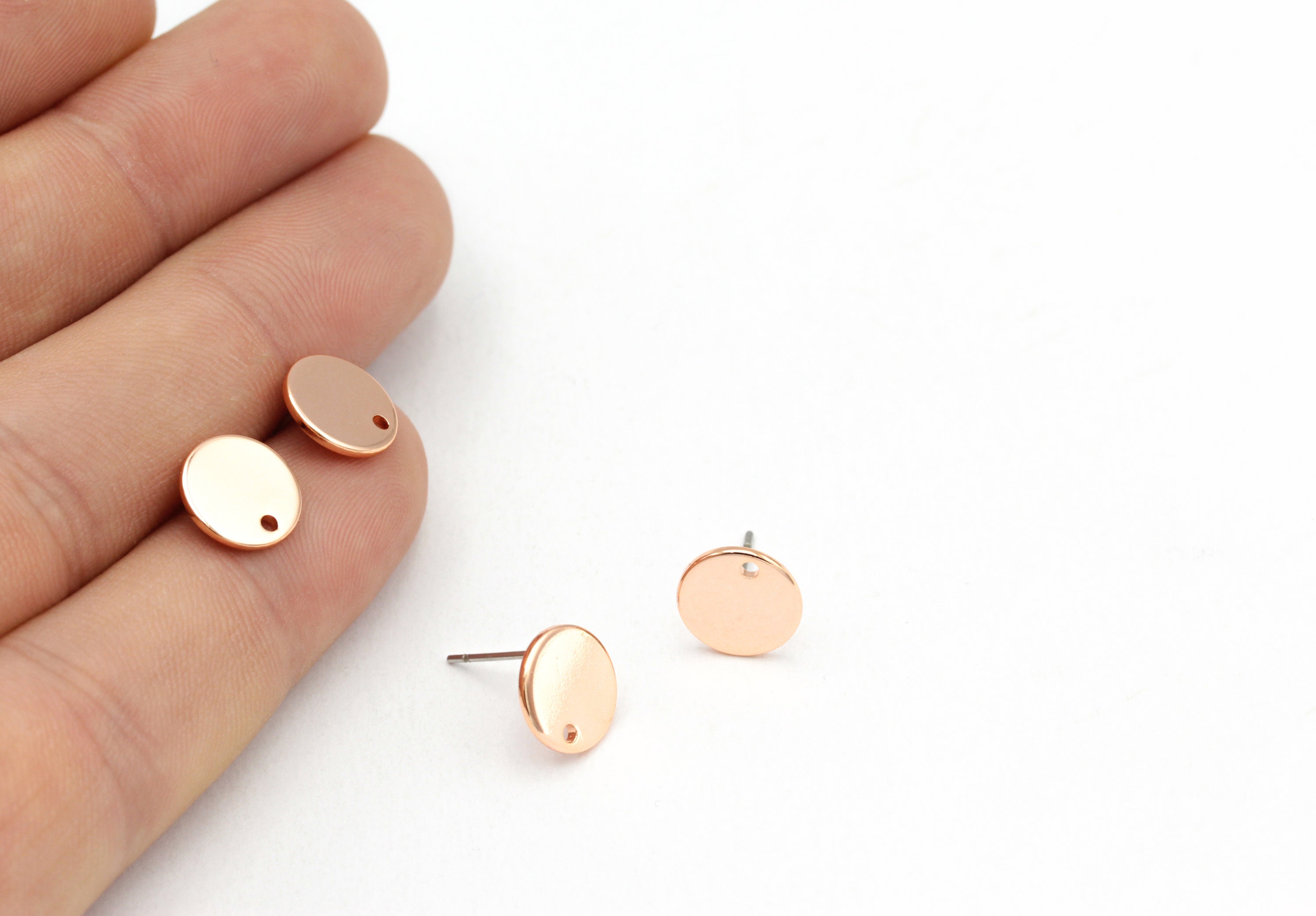 2 Pcs 10mm Rosa oro Placcato Orecchino , Orecchini Cerchio,1 Foro , Orecchini personalizzati Orecchio , Orecchini Cerchio EAR-158