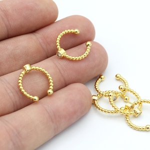 1 Pcs Gold Ear Cuff, 24k Shiny Gold Ball Ear Cuff, Cartilage Ear Cuff, Zircon Ear Cuff, Thick Ear Cuff, Cartilage Earrings ( 16mm ) EAR-145