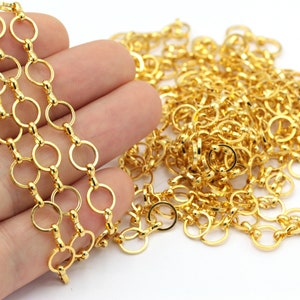 24k Shiny Gold Plated Bar Chain , Gold Necklace Chain, Curb Choker Chain ,Soldered Chain, Gold Plated Chain  (8mm ) GZ-46