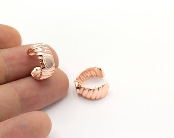 1 Pcs 16mm Rose Gold Plated Cuffs, Ear Cuff, Dainty Ear Cuff, Hoop Ear Cuff, Ear Cuff Non Pierced, Raw Brass, EAR-200