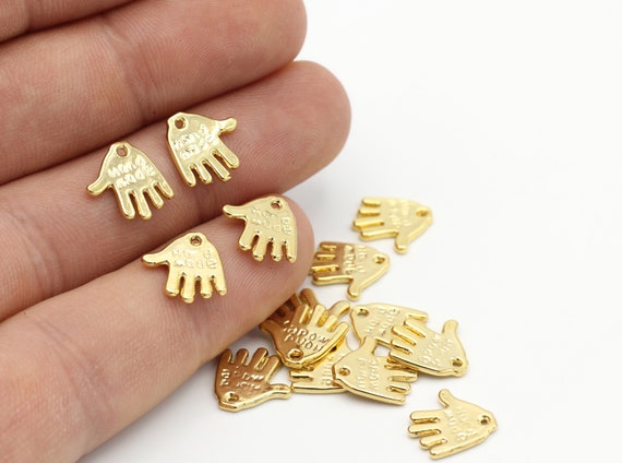 Gold Plated Charms , 5 Pcs 24k Shiny Gold Plated Findings, handmade phrase,Pendant , Gold Plated Charms ,12mm-GLD-403